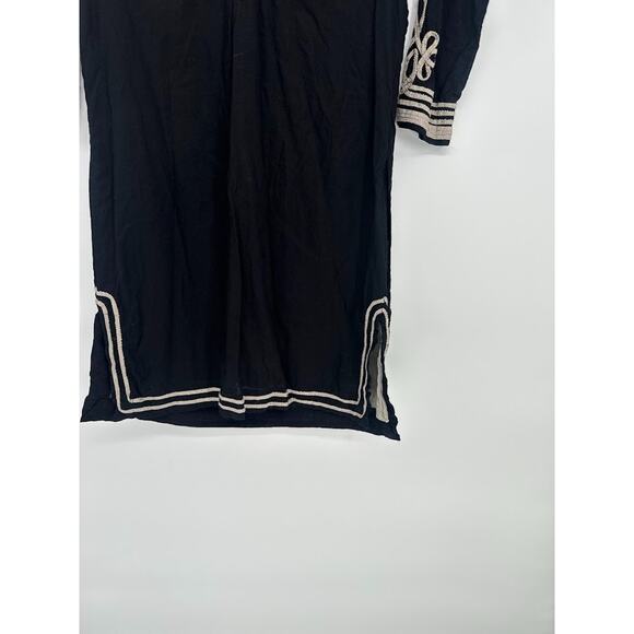 Gretchen Scott Women's Tunic Dress Black Size Medium Embroidered Pullover Cotton - Picture 2 of 7